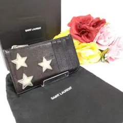 箱付 美品 サンローラン フラグメントケース カードケース スター ブラック 黒