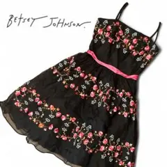 Betsey Johnson ビンテージ 刺繍ドレス ワンピース ブラック