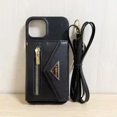 【新品】iPhone14携帯ケース新品アイフォンショルダースマホケース　黒カバー
