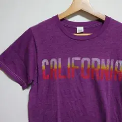古着 フロッキー プリント Tシャツ パープル M