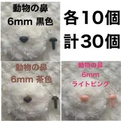 動物の鼻　三角鼻　アニマルノーズ　さし鼻　さし目　6mm MIX 各10個