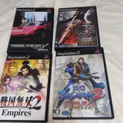 PS2 四本セット　レトロゲーム　特典有り　戦国無双　リッジレーサー　動作品