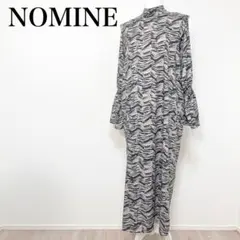 〇 NOMINE ワンピース ロング丈 長袖 袖フレア 総柄 F