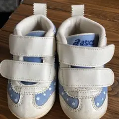 asics すくすく　ベビーシューズ 青 星柄