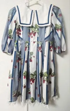 【美品】メロディバスケット いちごストライプワンピース