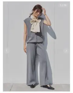 ミラオーウェン クールドライセミワイドニットパンツ　サイズ0