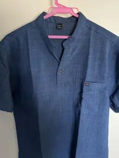 Mサイズ　無地シャツ　新品　ポケット付き　ブルー