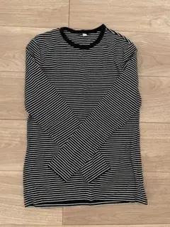 UNIQLO XL ブラック/ホワイトストライプ Tシャツ