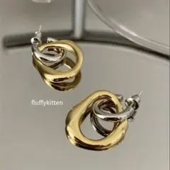 バイカラーダブルフープピアス
