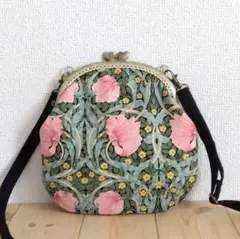 【値下げ】ウィリアムモリス　がま口ショルダーバッグ　ピンパネル　ピンク　　726