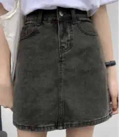ダークグレー ハイウエスト シルエットスカート XL
