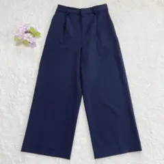 美品★ 【アーヴェヴェ】 タック ガウチョパンツ ワイドパンツ （M） 濃紺