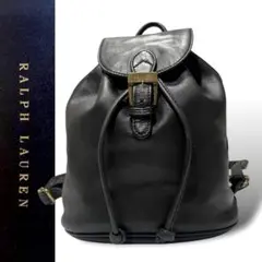美品★ RALPH LAUREN リュック　バックパック　レザー　巾着　黒