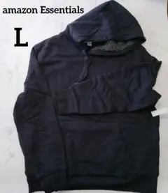amazon Essentials【L】裏起毛長袖トレーナーパーカー　ブラック