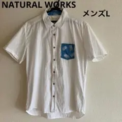 NATURAL WORKS メンズ 半袖シャツ 白 Lサイズ