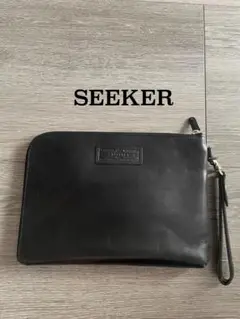 【新品同様】SEEKER シーカー レザー　クラッチバッグ　ポーチ　ブラック