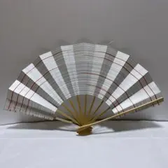 舞扇　グレー横縞に赤ライン　未使用品