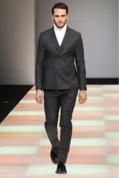 美品 EMPORIO ARMANI 15AW 比翼 総柄 テーラードジャケット