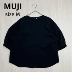 無印良品 MUJI Vネック 7分袖 シャツ ブラウス プルオーバー M