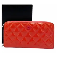 ⭐️良品⭐️ シャネル マトラッセ パテント ラウンドファスナー 長財布