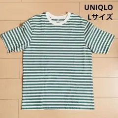 UNIQLO 緑と白のストライプ ボーダーTシャツ Lサイズ