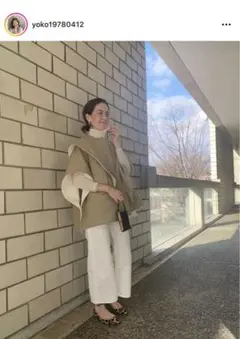 eLLa オックスフォード リバーシブルジレ(ベージュ×アイボリー)