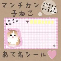 おまとめ買いで割引☆マンチカンの宛名シール50枚！差出人印字無料★