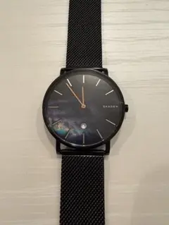 スカーゲン SKAGEN クォーツ 腕時計 ブラック メッシュ【電池交換済み】