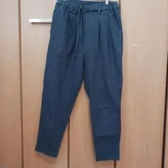 ウエストゴムひも付き　ダークグレーストレッチ イージーパンツ