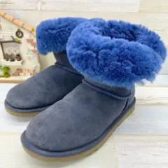 UGG アグ 22 ムートンブーツ ベイリーボタン ネイビー スエード 靴 紺