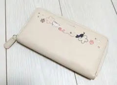 marry ele 刺繍デザイン 長財布 ベージュ ねこ　猫　キャット