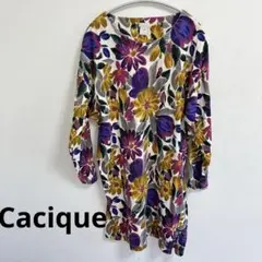 Cacique 花柄 100%コットン 七分袖チュニック　ミニワンピ