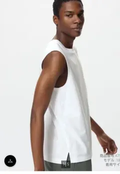 UNIQLO エアリズムコットンノースリーブシャツ M ホワイト