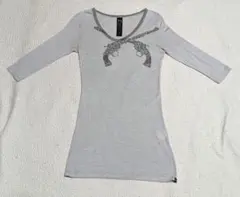 roar シルクレーヨン 五分袖プリントTシャツ
