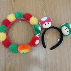 USJ　ユニバ　きのこ　フラワー　カチューシャ　冠　2点セット　マリオ