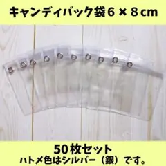 キャンディバッグ袋 6×8cm50枚（銀ハトメジップ下）