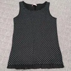 タンクトップ　水玉　黒　レース
