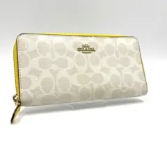 COACH コーチ　シグネスチャー　財布　ウォレット　ホワイト　イエロー