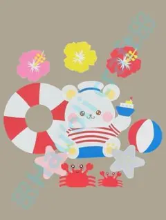大きめ　ぽってりシロクマ　夏　7月　8月壁面飾り　幼稚園　保育園　介護施設　病院