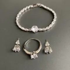シルバー　クリアストーン　アクセサリーセット