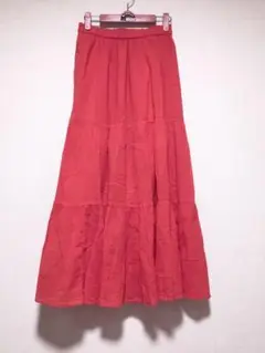★UNIQLO ティアードロングスカートM ウエストゴム美品！