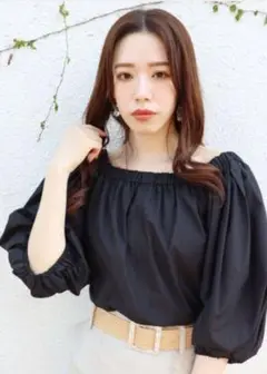 MURUA オフショルダー バルーンスリーブ トップス 黒