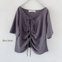 シャーリング　グレー ドローストリング Tシャツ Lサイズ　カットソー　美品