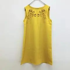 リリディア Lilidia スカラップレース ノースリーブ チュニック【S】黄色