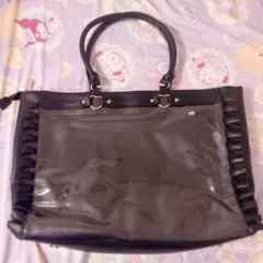 ザッカマート ♥ 痛バッグ ハートバックルフェイクレザーフリルトートバッグ A3