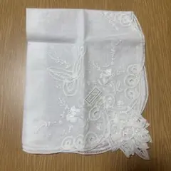 スワトウ 刺繍 入り ハンカチ ホワイト 中国 汕頭