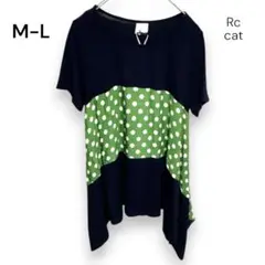 新品【アールシーキャット】半そで トップス M-L ネイビー ドット KU424