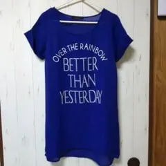 PAGEBOY メッセージプリント チュニック 半袖 青