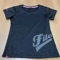 FILA ブラック Tシャツ 星柄レディーステニスウェアMサイズ