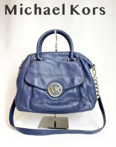 B-0334○ MICHAEL KORS 青 ショルダーバッグ 美品